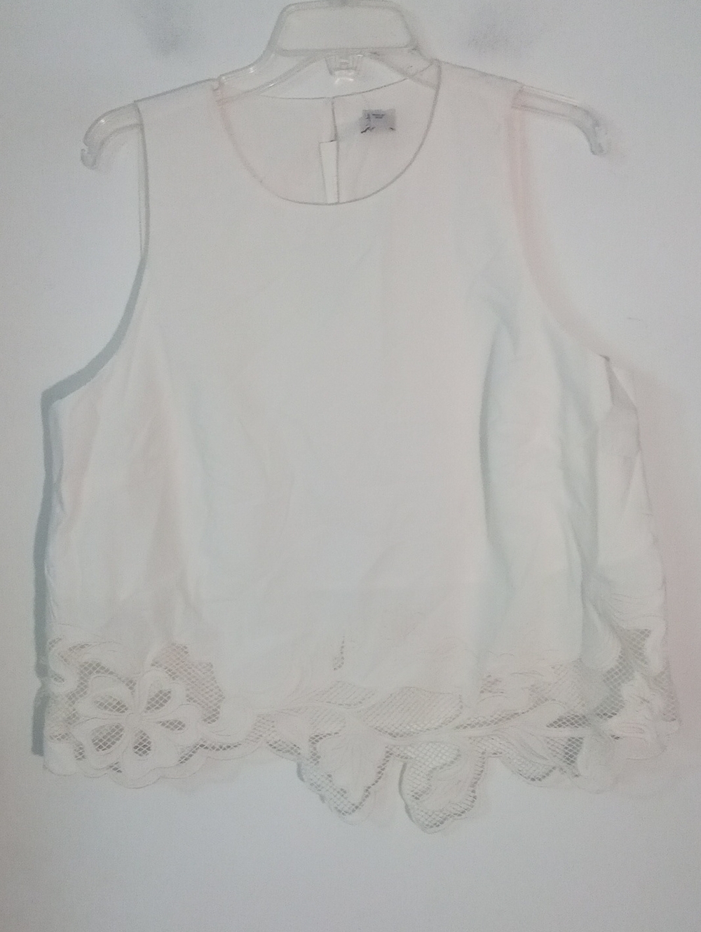 * A New Day Sleeveless Off White Lace Hem Top Large NWT $35 100% Cotton